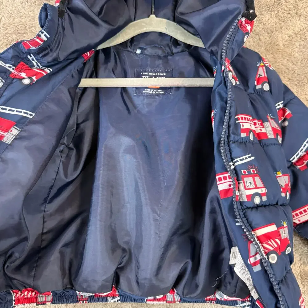 Children's Place Firetruck Puffer Coat Jacket Baby Toddler Boys 18-24 Months